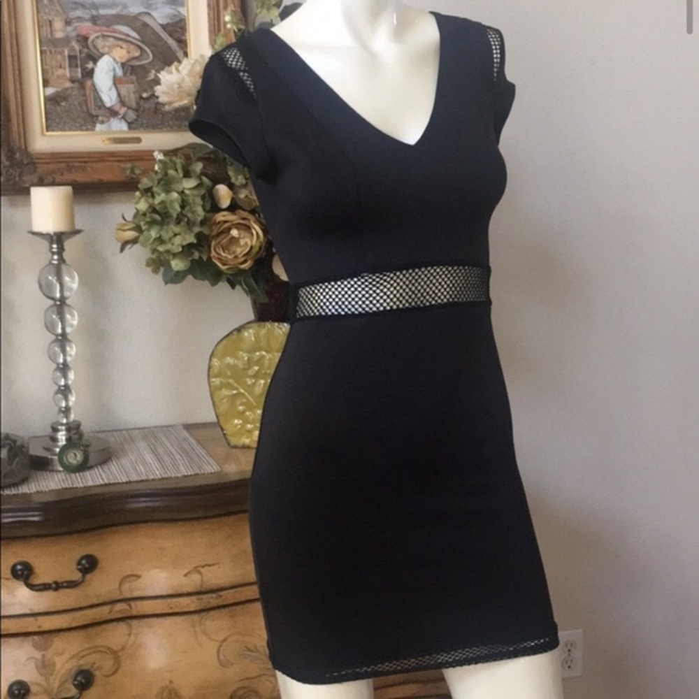 WOMENS LF STORES RUMOR BOUTIQUE SIZE XS BLACK BODYCON DRESS WITH MESH🖤👗